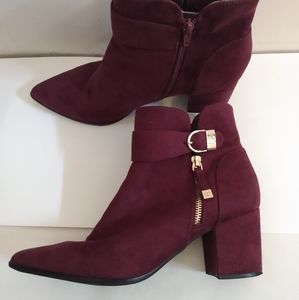 Maroon heeled boots